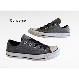 Converse Chuck Taylor All Star Double Tongue Low Top Sneakers Gray Black Canvas